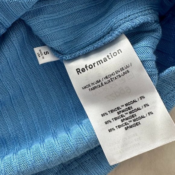 REFORMATION Gellar Knit Top in Robin Egg Blue - Picture 5 of 6